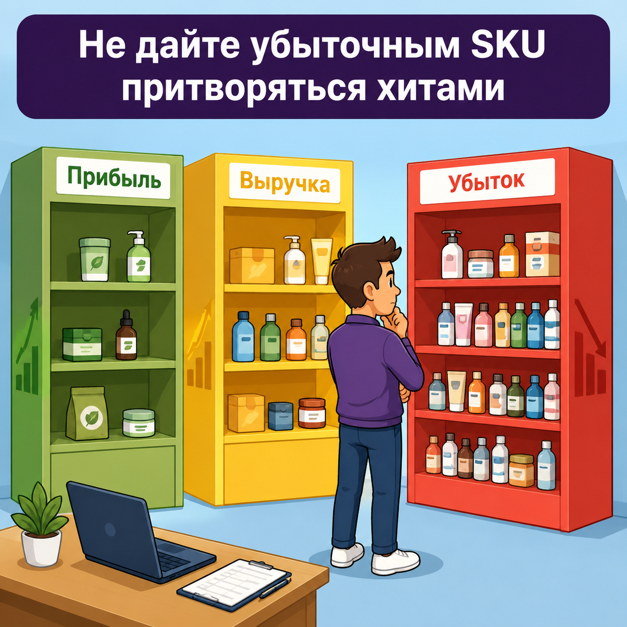 Селлер анализирует товары на группы A, B и C по прибыли
