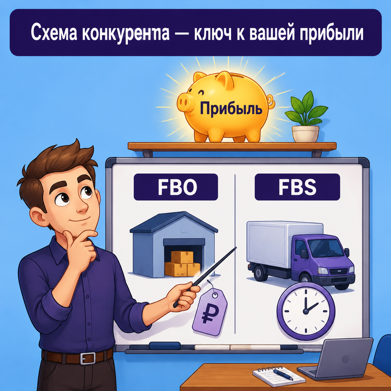 Селлер сравнивает схемы FBO и FBS на доске с графиками