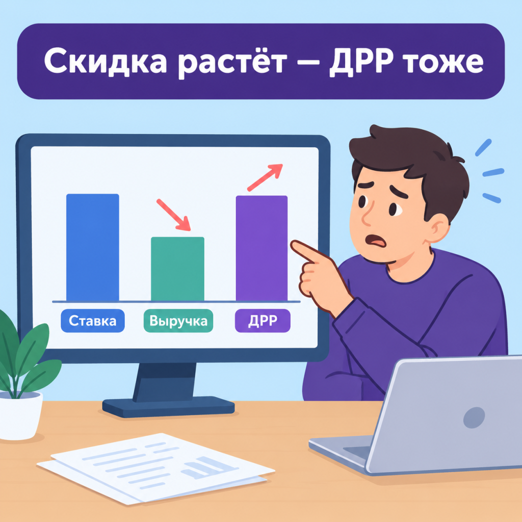 График роста ДРР по выкупам при снижении цены продажи из-за скидки