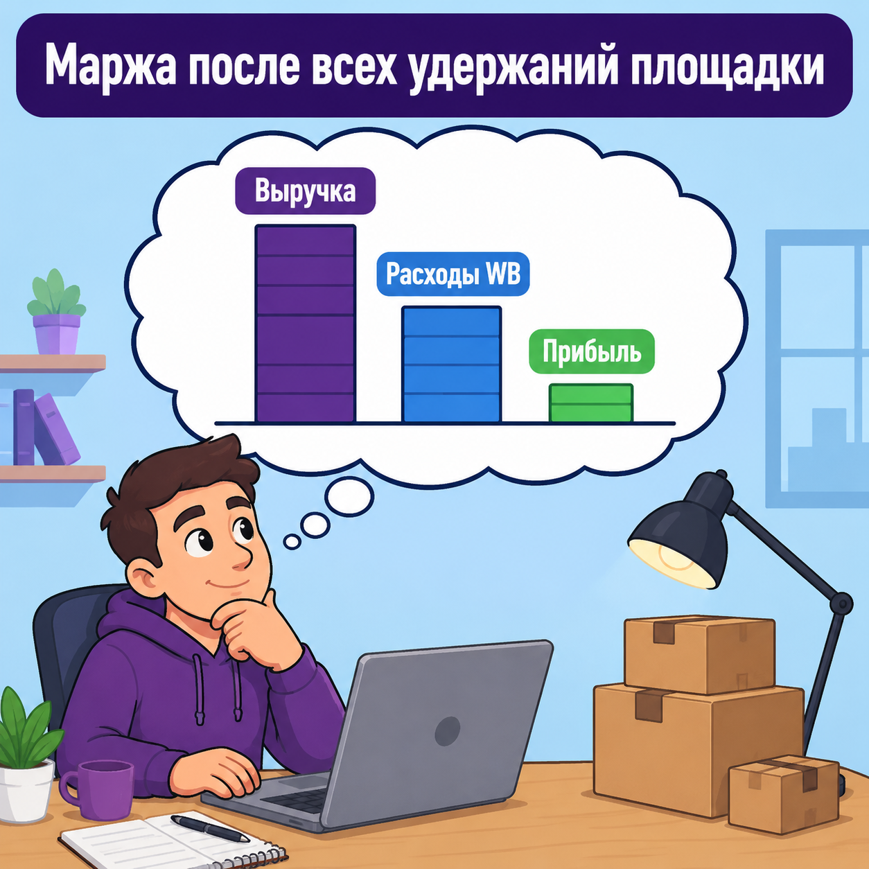 Селлер считает маржинальность товара на Wildberries за ноутбуком