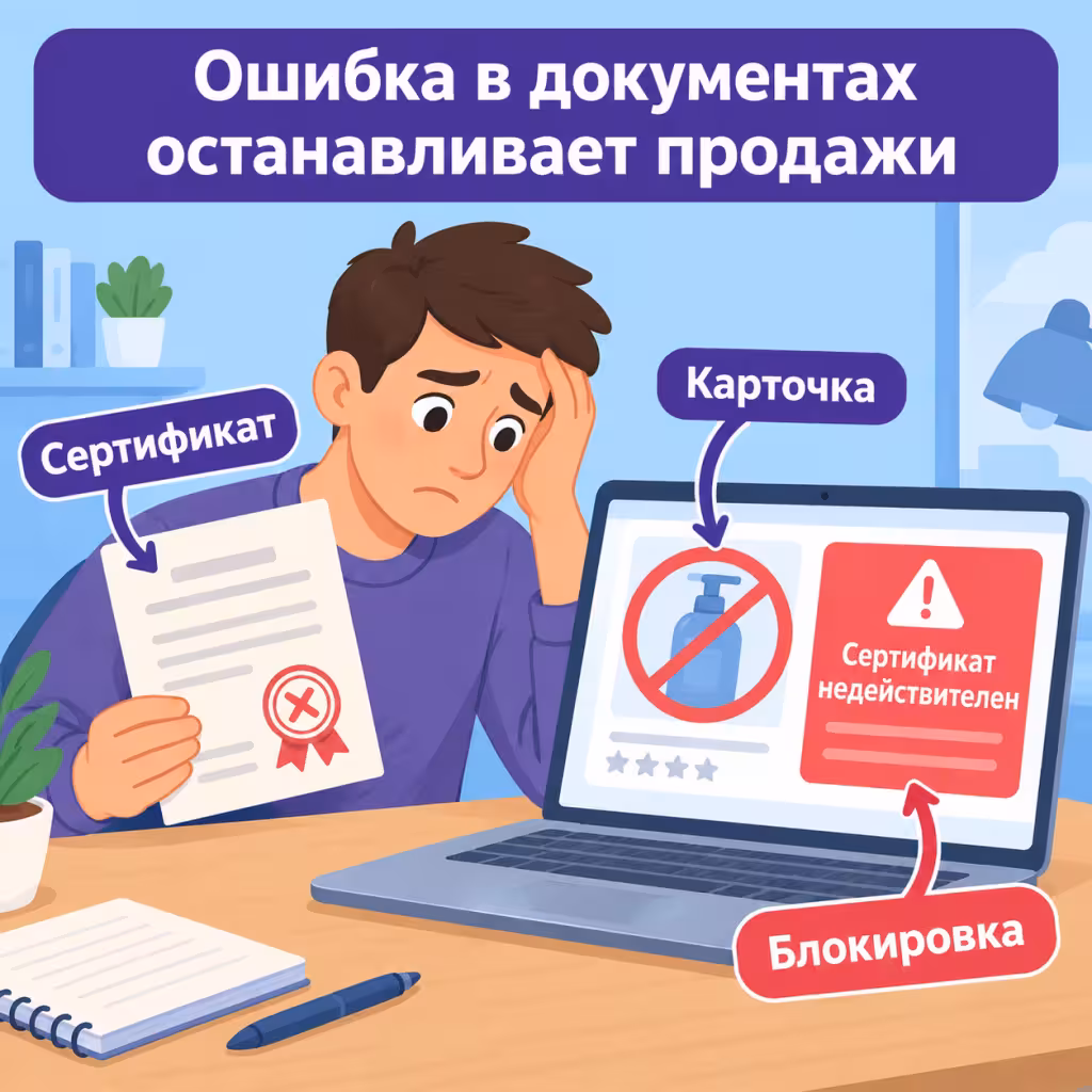 Ошибка в сертификате на Wildberries: как проверить документы по каталогу, что делать при блокировке карточки и как посчитать потери