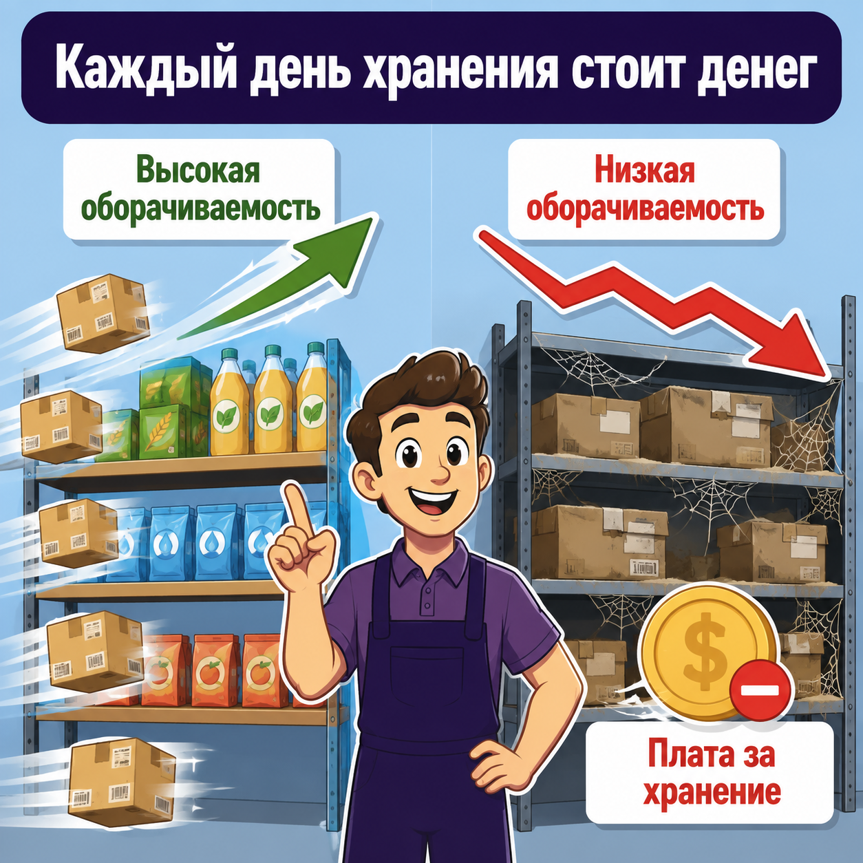 Сравнение оборачиваемости товаров на складе маркетплейса
