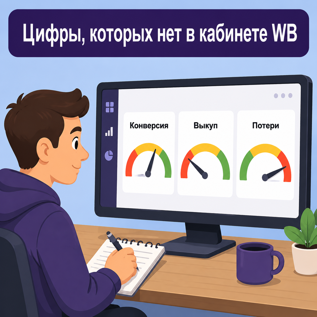 Дашборд аналитики воронки продаж в сервисе Маркет.Пульс с графиками конверсии и выкупа