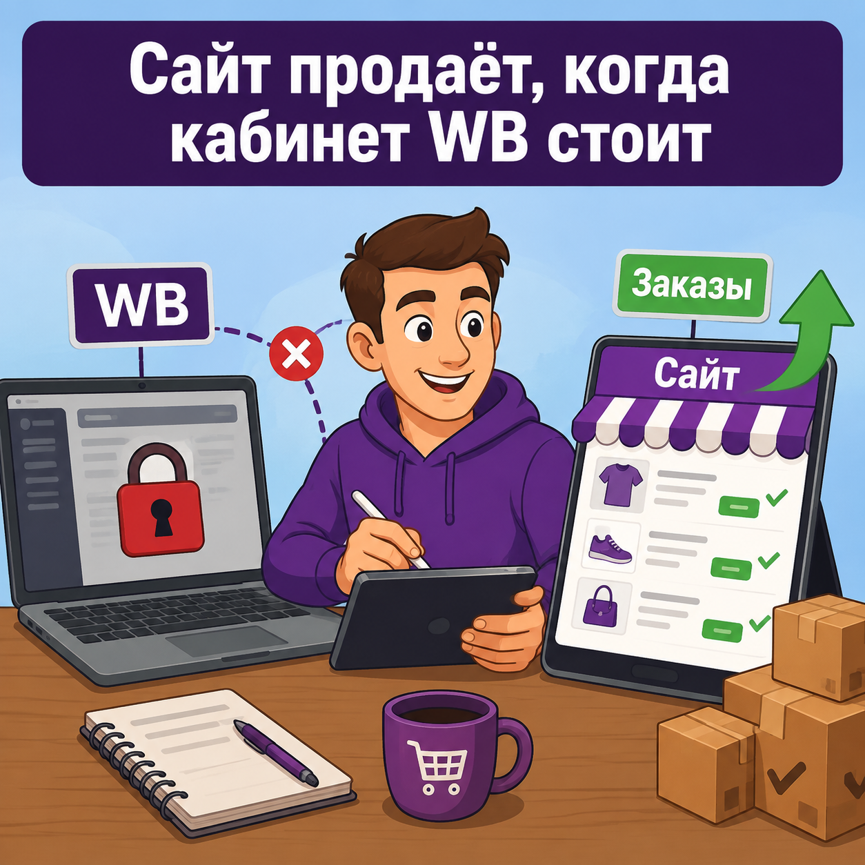 Селлер получает заказы через собственный сайт, пока Wildberries заблокирован