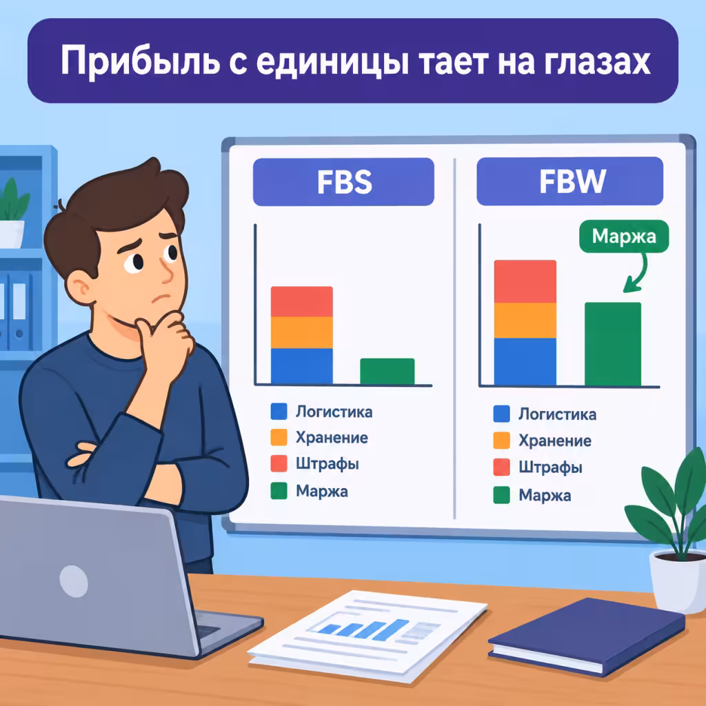 Юнит-экономика SKU при двойном контуре отгрузки Сравнение юнит-экономики одного SKU при отгрузке с FBS и с FBW: разница в логистике, хранении и штрафах.