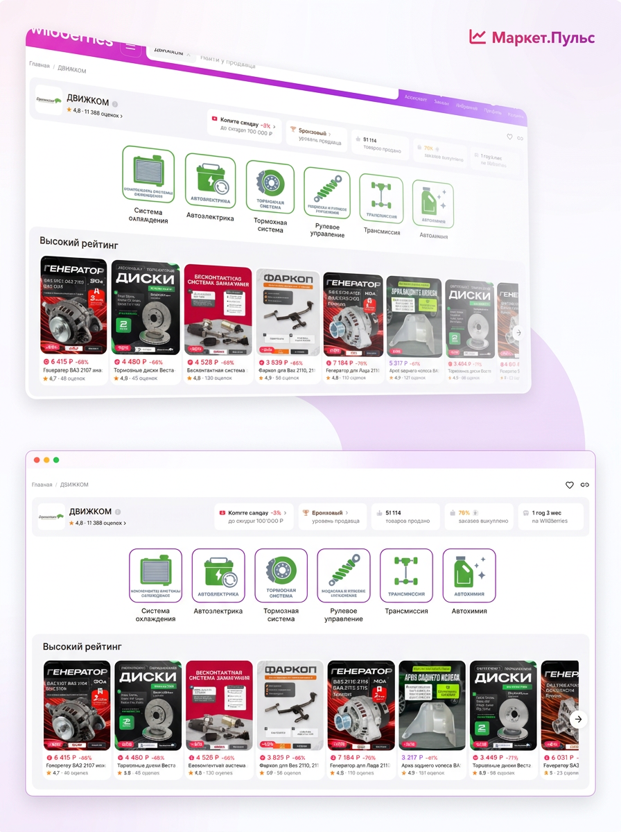 Интернет-магазин автозапчастей селлера Wildberries